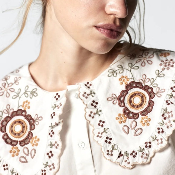 Zara embroidered poplin top - Picture 3 of 8
